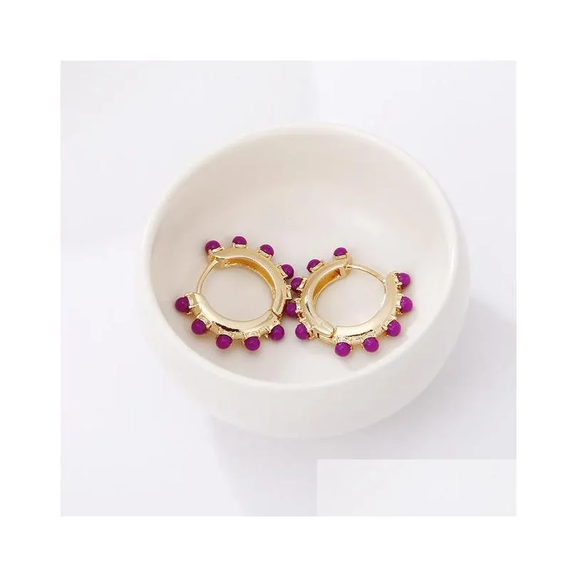 goldplated metal small circle hoop earrings womens korean round ball pearls acrylic ear piercing huggies earring party jewelry
