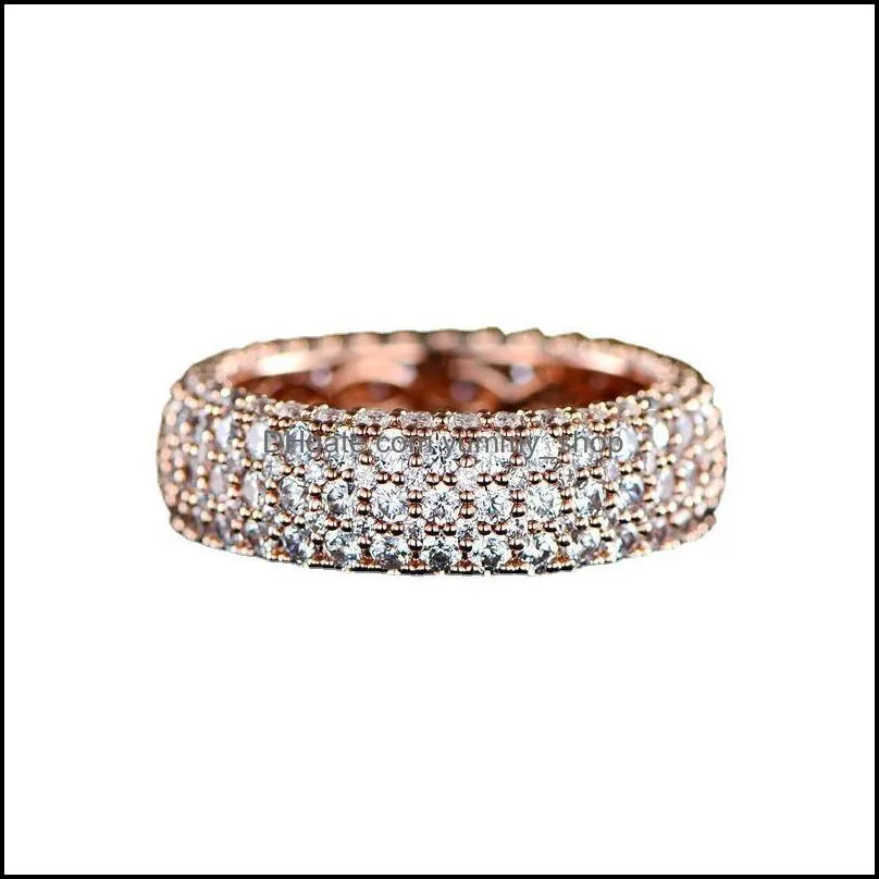 fashion rose gold full white zircon rhinestone ring for women girls sweet female wedding ring jewelry accessories