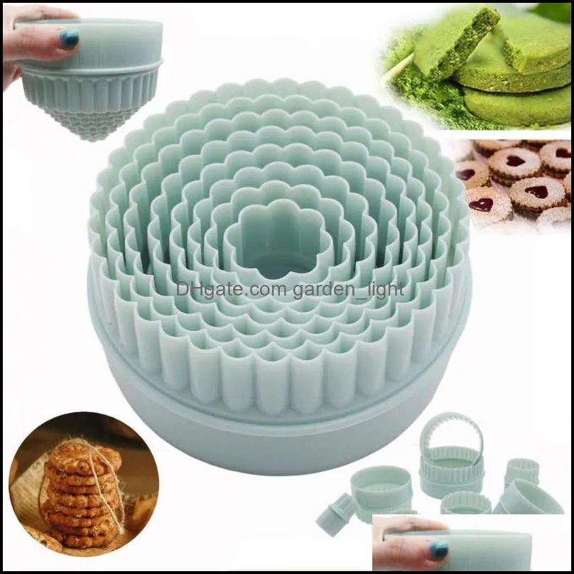 baking pastry tools s 8pcs/set cookie cutters sturdy reusable plastic multifunctional wavy round diy dough shape molds for