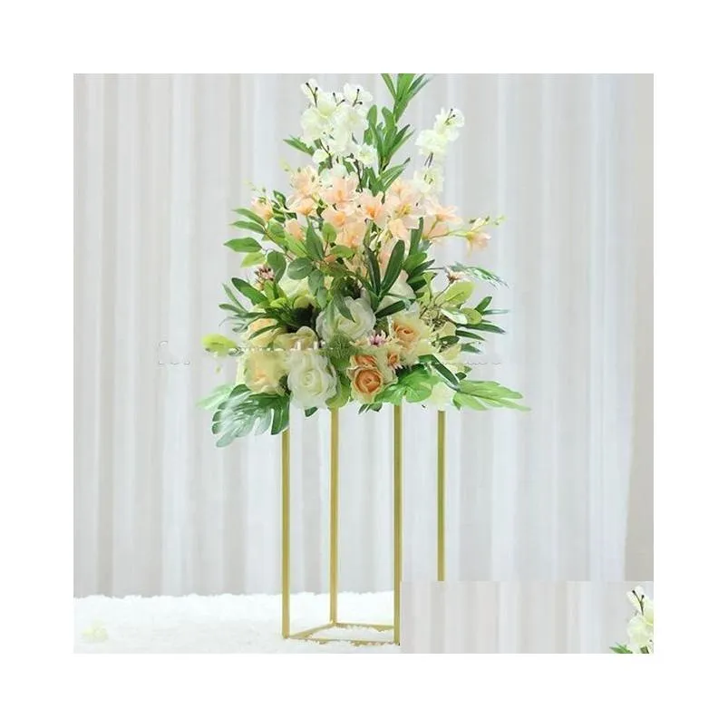 candle holders 14pcswedding decoration gold metal flower stand column for wedding table centerpiece event party 1432