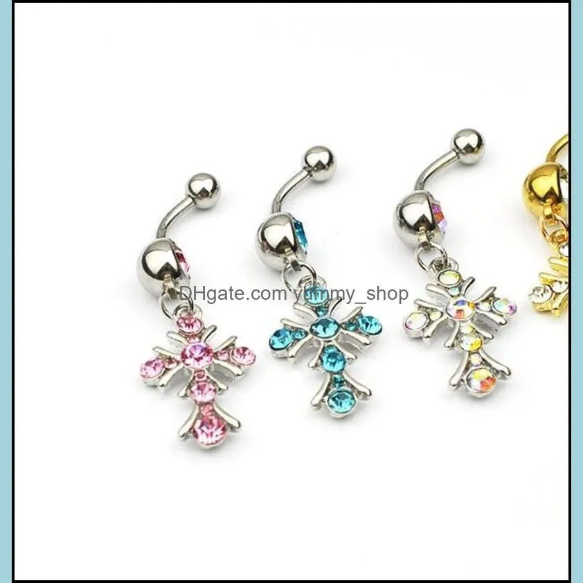 d05503 3 colors aqua. body jewelry nice style navel belly ring 20 pcs mix colors stone drop factory price 1601 v2