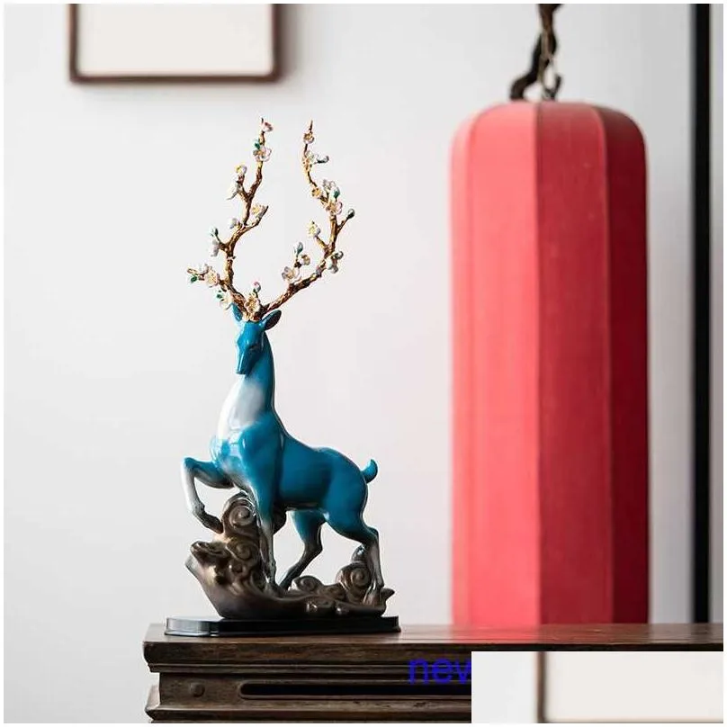 factory outlet chinese office study tv wine cabinet soft decoration living room porch highend ceramic deer ornaments