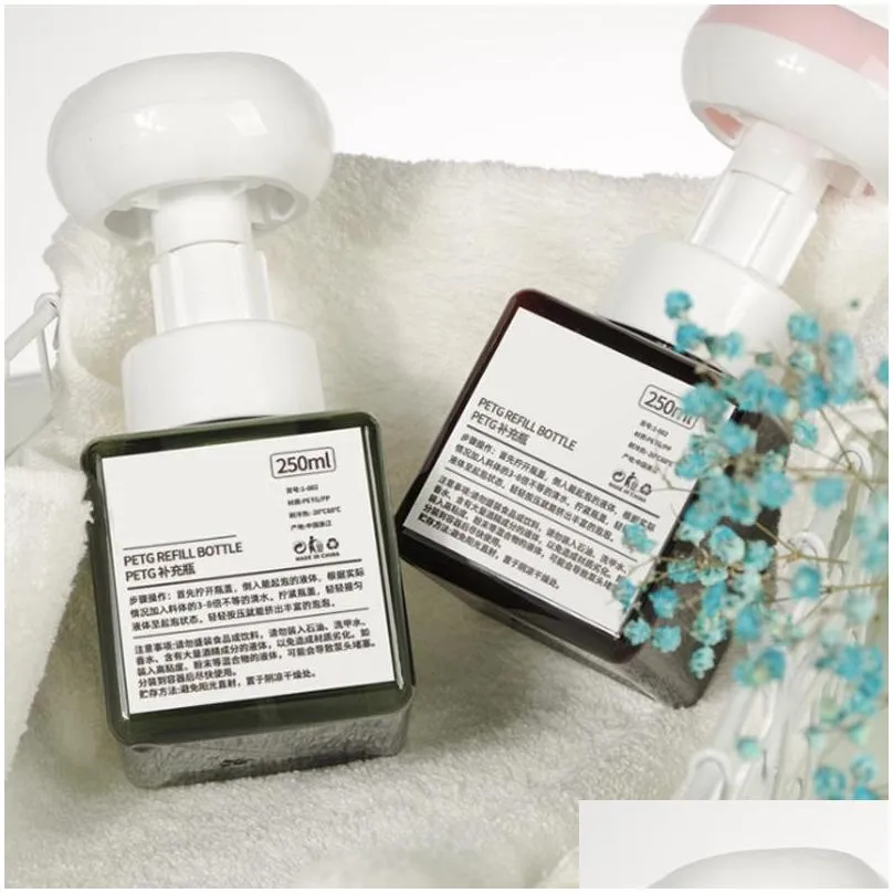 liquid soap dispenser bottle foaming lotions refillable flower pump head shampoo cosmetic empty 250ml 300ml