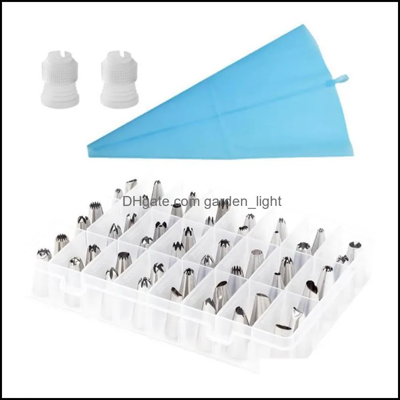 baking pastry tools 62/51pcs plastic bag stainless steel nozzle kitchen diy icing cream reusable bags set cake decorating