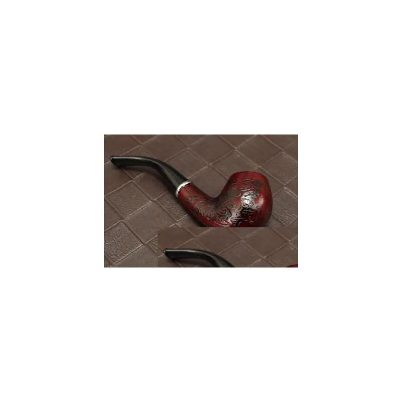 1piece elegant classic collection gift durable wooden pipe tobacco smoking pipe with synthetic leather and pipe rack