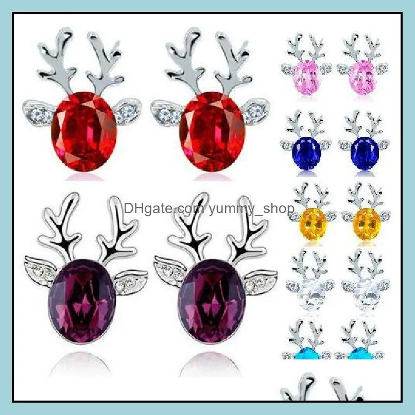 elegant xmas fashion christmas crystal deer dangle earrings ear stud jewelry gift for women girl