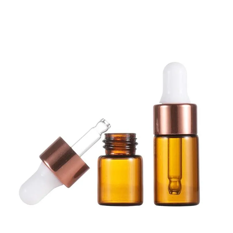 amber clear glass dropper bottle 1ml 2ml 3ml 5ml mini cosmetic sample  oil pipette bottles