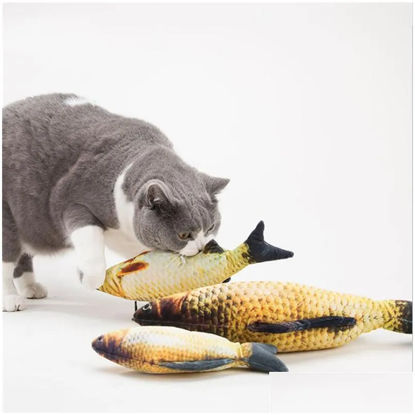 plush creative 3d carp fish shape cat toy gift cute simulation fish playing toy for pet gifts catnip fish stuffed pillow doll