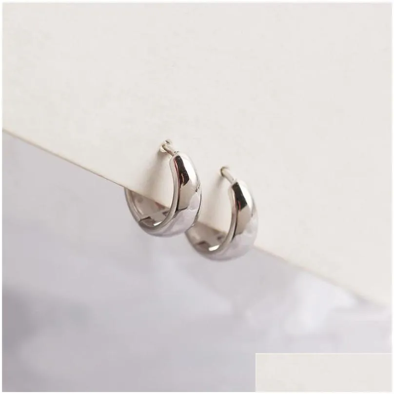 women earrings 100 925 sterling silver wide surface stud earring silver /gold color female circle hoop earrings