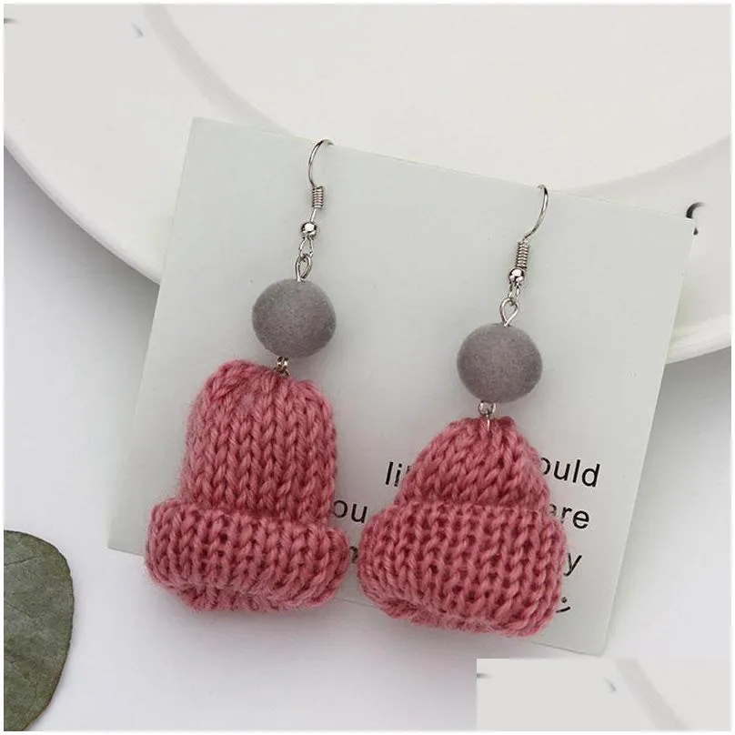 fashion christmas hat earrings for women plush hairball lady earrings korean style colorful ear stud girls party jewelry gifts