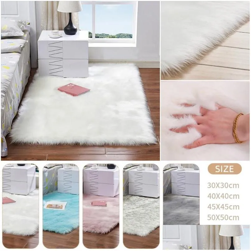 white faux fur rug bedside rugs rectangle soft faux sheepskin fur area rugs shaggy silky plush carpet for bedroom floor