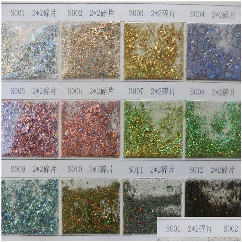 12jar/set laser rainbow nail art glitters sequins sheet powder diamond holo flake colorful glitter holographic nail flakes