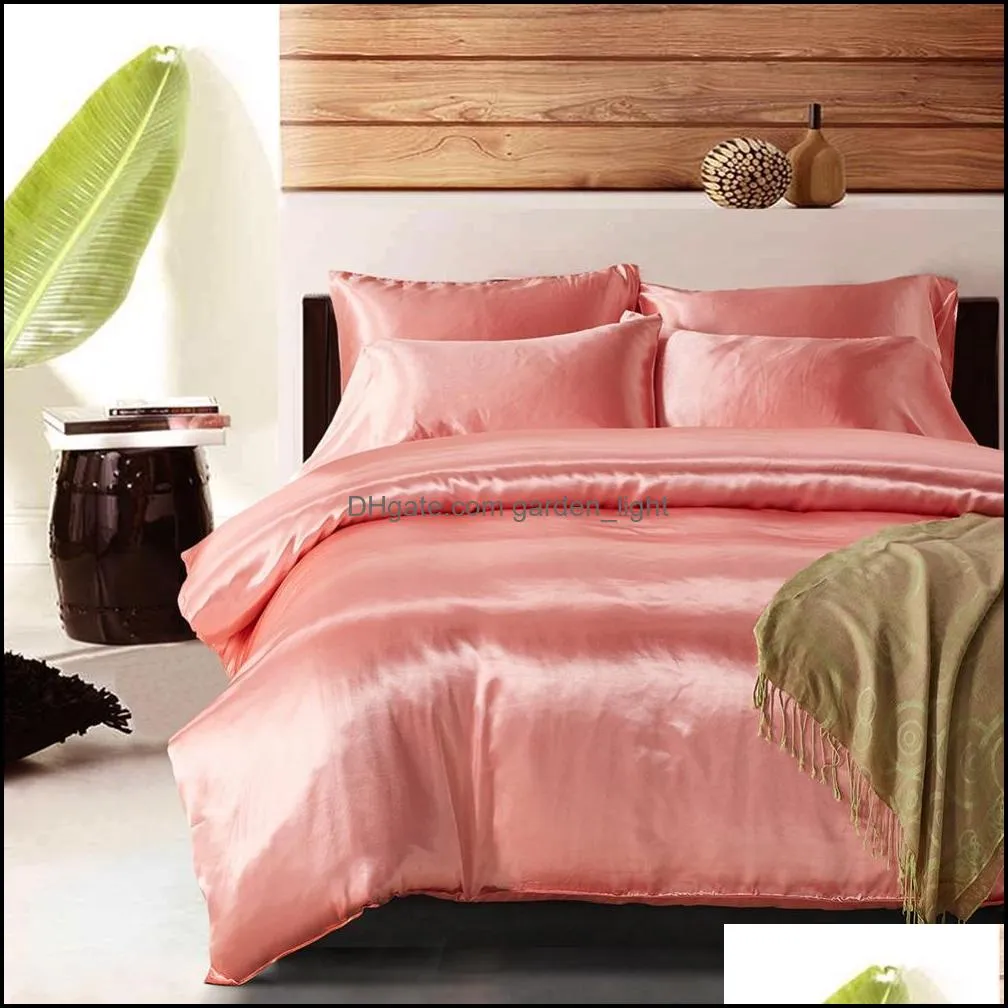 solid satin silklik linen court style bs43 duvet cover set pillowcases covers twin king queen single 2/3 pcs bedding sets