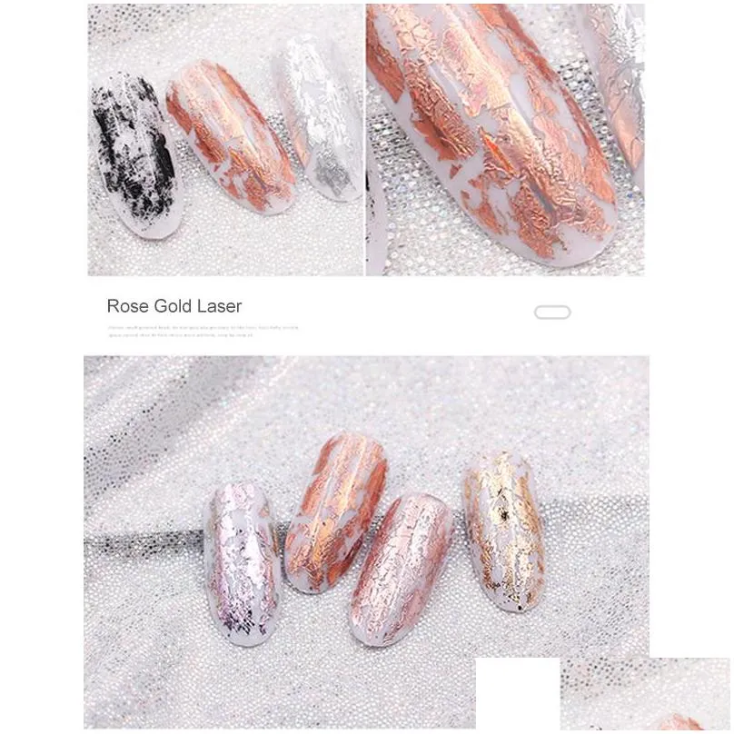 rose gold holographic nail foils starry sky glitter nail art transfer stickers paper art tips