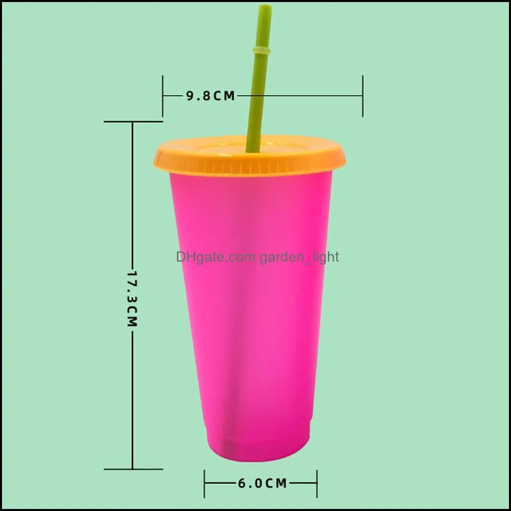 24oz plastic color changing cup tumblers pp material temperature sensing cups magic 700ml tumbler with lid and straw drinking mug