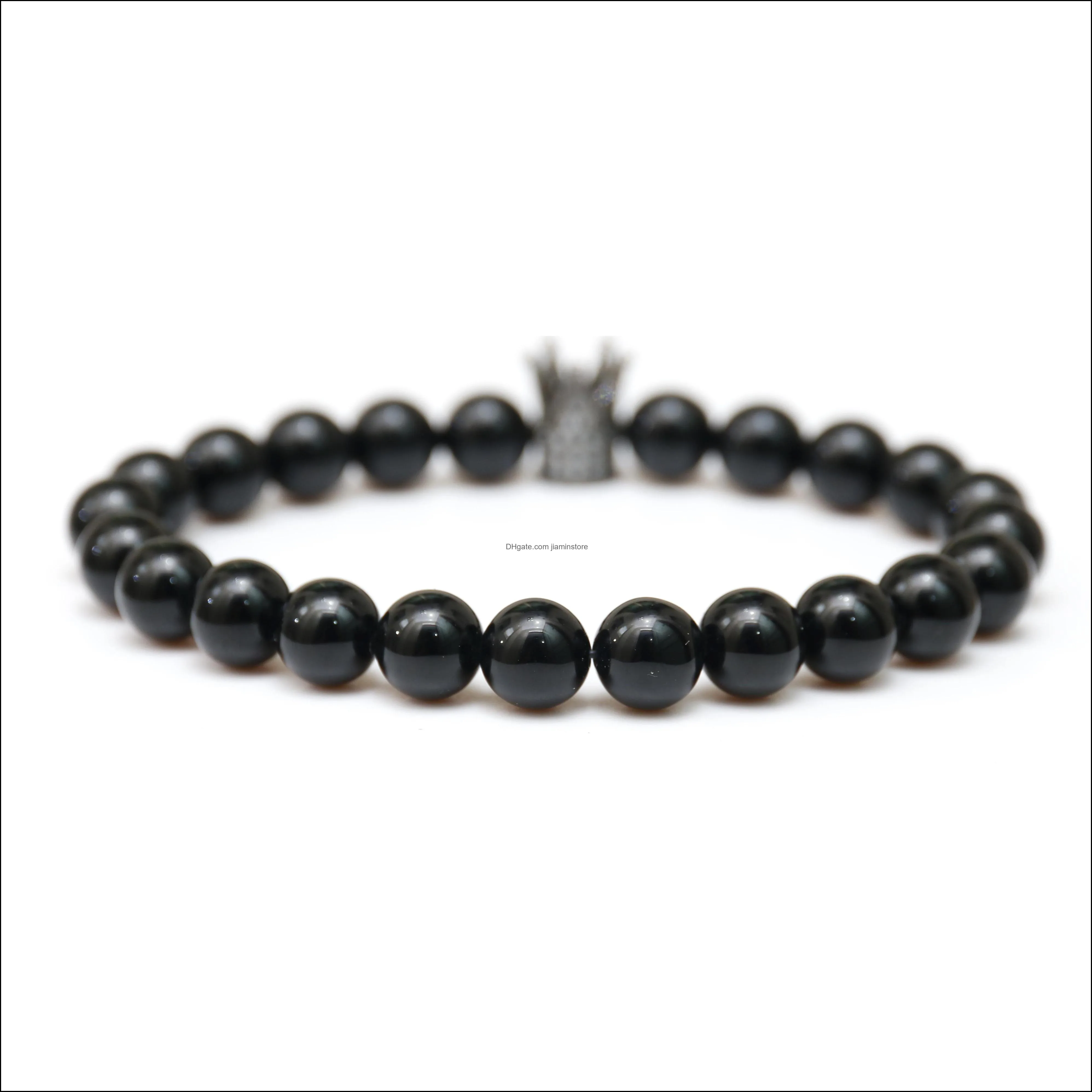matte black agate crown bracelet men and women fashion popular simple jewelry