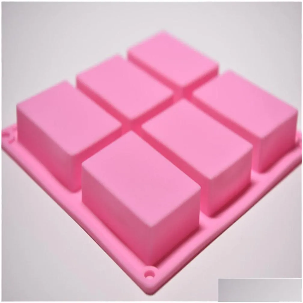 6 cavity plain basic rectangle silicone mould for homemade craft soap mold decorating tools kitchen baking scraper