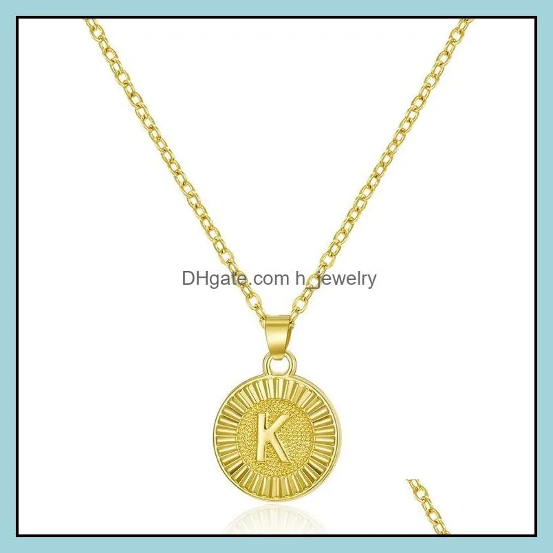 fashion 26 letter necklace gold chain charm name az alphabet necklaces pendants copper jewelry for women girls p442fa