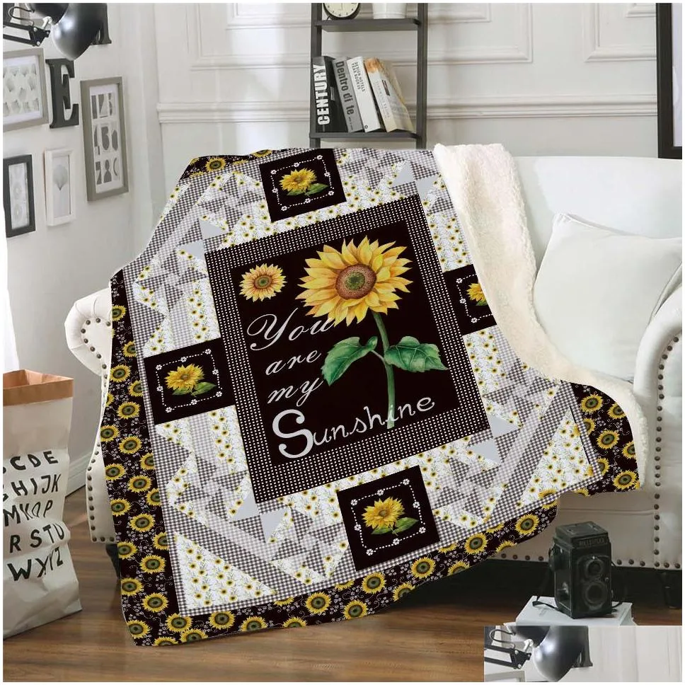 softbatfy sunflower fleece throw blanket sofa bedding blankets drop ship