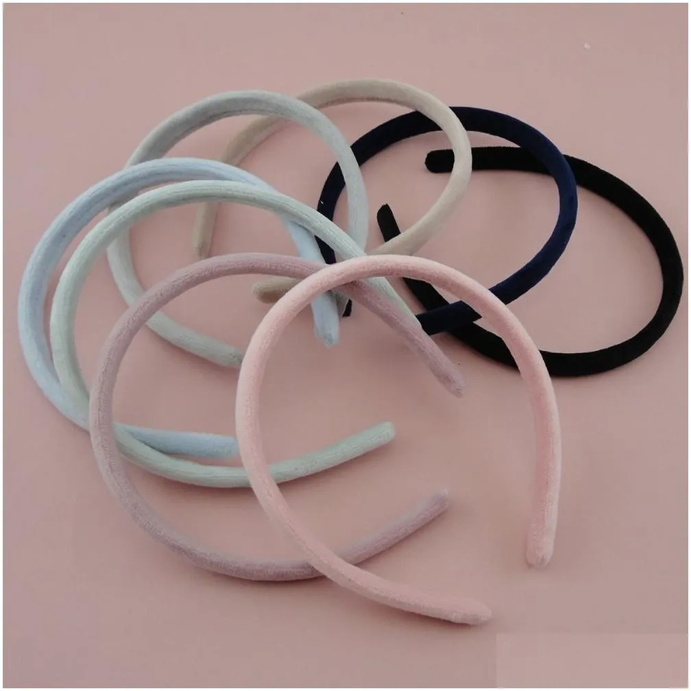 headbands 10pcs 12mm pastel colors velvet fabric covered plastic hair headbands hair hoops for women girls fur hairbands 221107