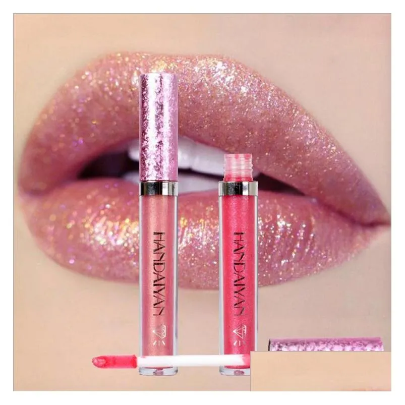 handaiyan lip gloss liquid lipstick tubes glitter metallic waterproof diamond shine non stick cup charm longlasting makeup lipgloss