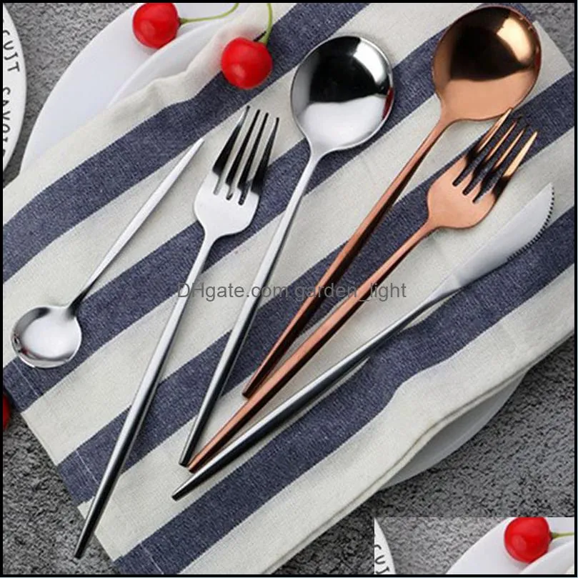 4pcs/set black gold cutlery set 18/10 stainless steel dinnerware silverware flatware set dinner knife fork spoon