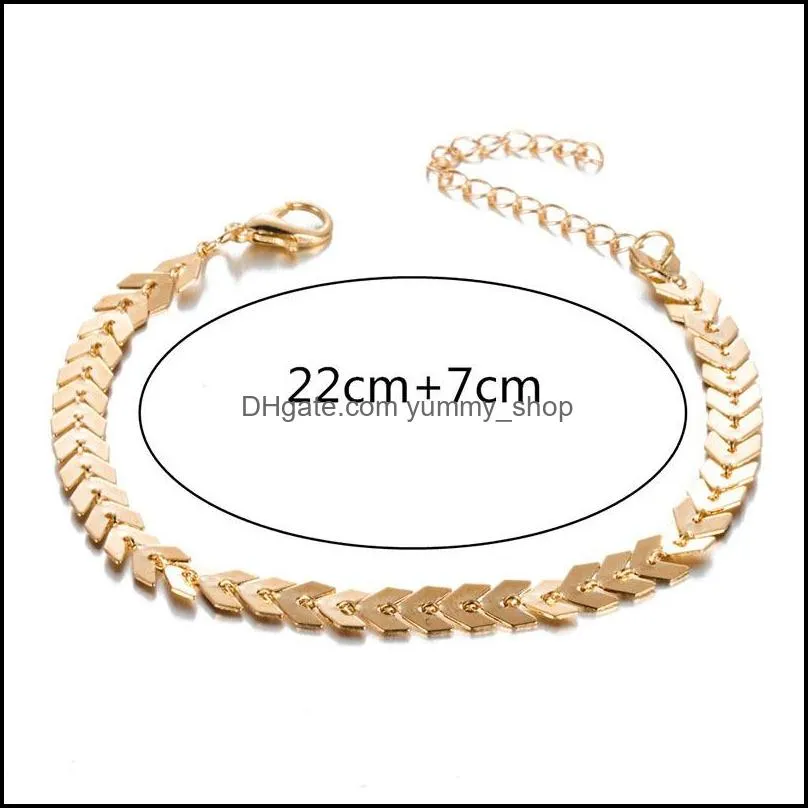 bohemian arrow anklet bracelet for women metal chain sequin anklets summer beach female barefoot leg jewelry