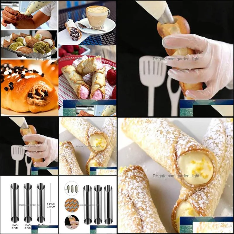 3pcs/lot kitchen stainless steel baking cones horn pastry roll cake mold spiral baked croissants tubes cookie dessert tool
