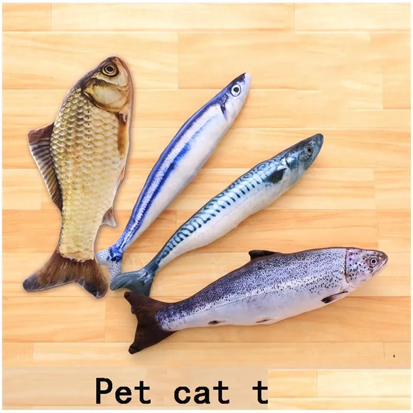 plush creative 3d carp fish shape cat toy gift cute simulation fish playing toy for pet gifts catnip fish stuffed pillow doll