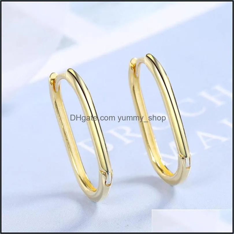 925 sterling silver korean geometric oval ear buckle temperament women gold retro sexy elegant love earrings gift 2792 q2