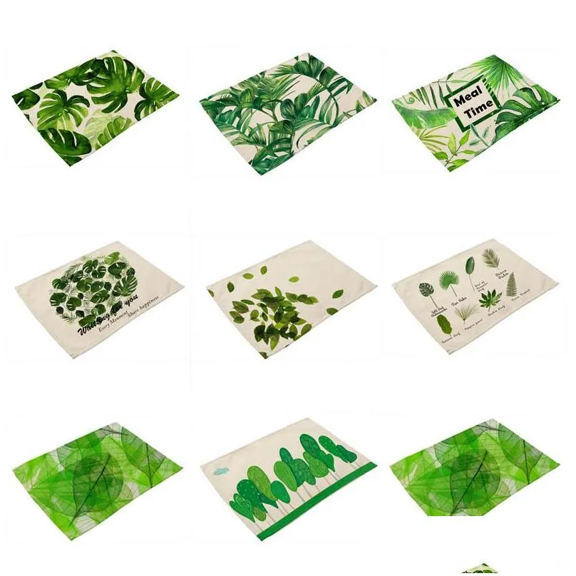 wholesale green tropical plants leaves insulation placemats place pad dining table mats for home el decoration