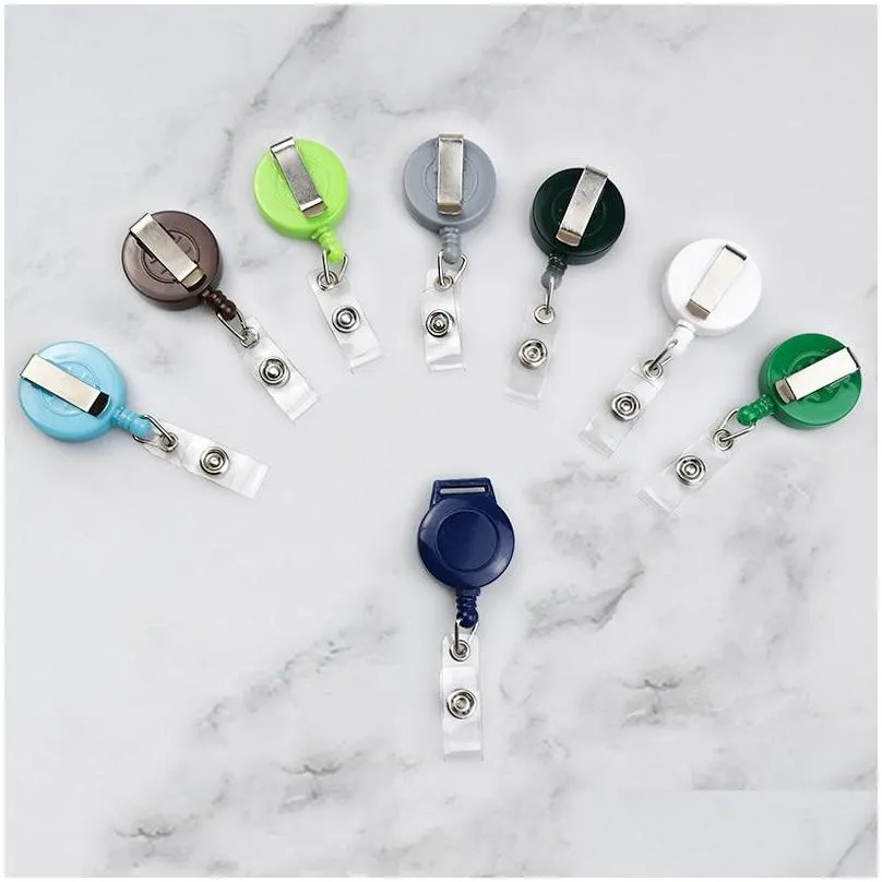 retractable reels keychain clips retract pass id card badges holder keyring pull badge lanyard name tag cards holders bh5061 tyj