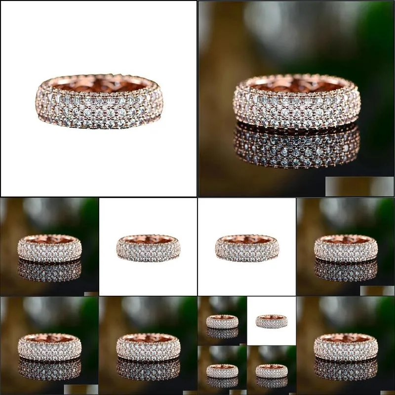 fashion rose gold full white zircon rhinestone ring for women girls sweet female wedding ring jewelry accessories