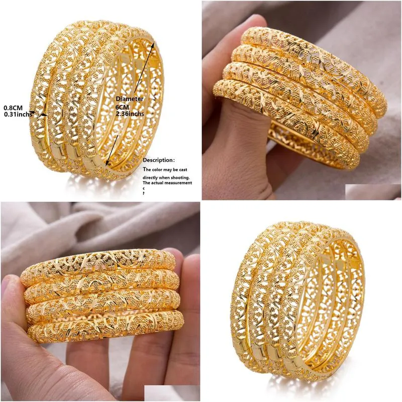 bangle 24k luxury ethiopian gold bangles for women wedding bride bracelets gold color jewelry middle east african gifts 221028
