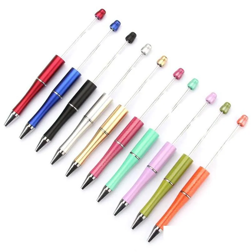 10pcs/lot plastic beadable pen bead pens ballpoint pen gift ball kidsparty personalized gift wedding for guests