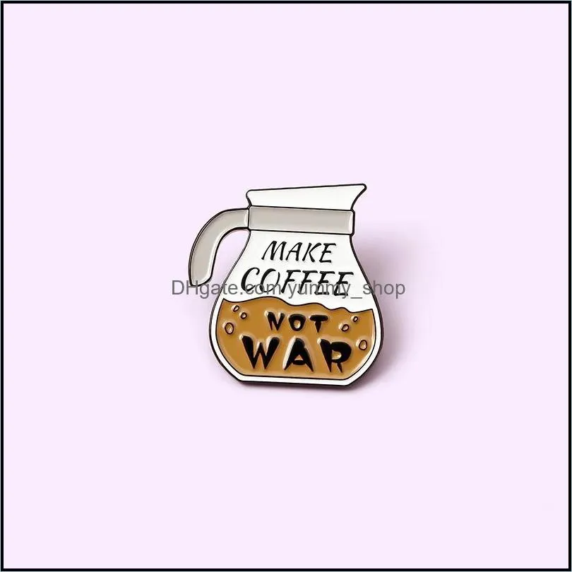 pot enamel pins custom make coffee brooches bag clothes lapel pin cafe badge cartoon jewelry gift for kids friends