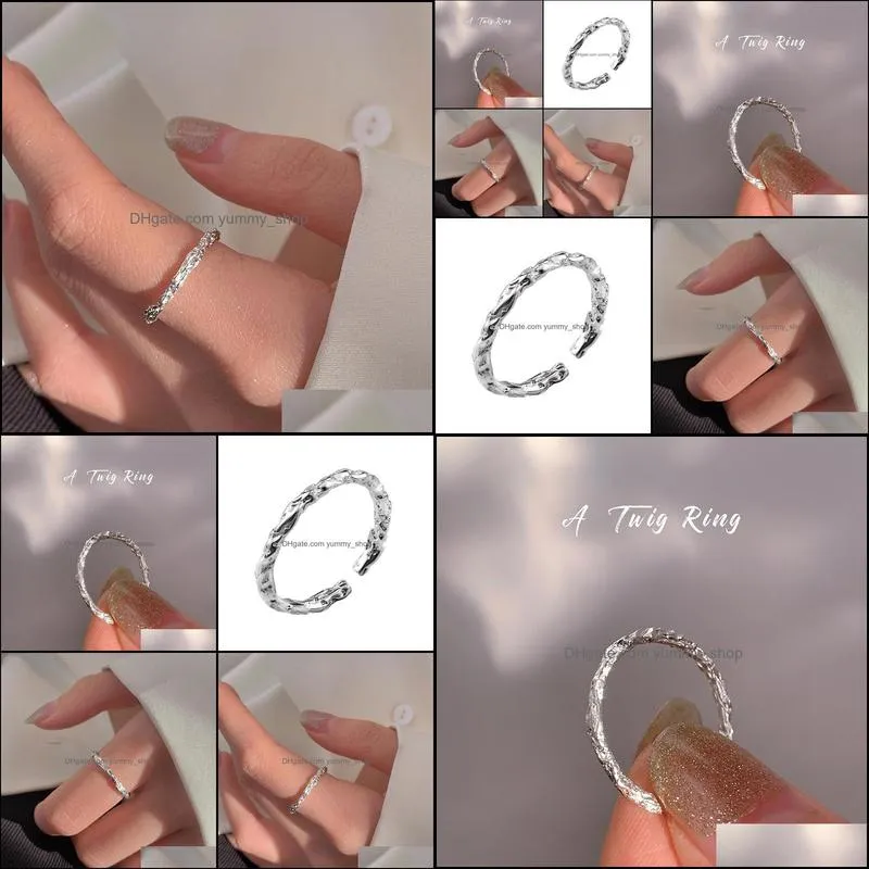 silver personalized opening simple niche design fashion band rings