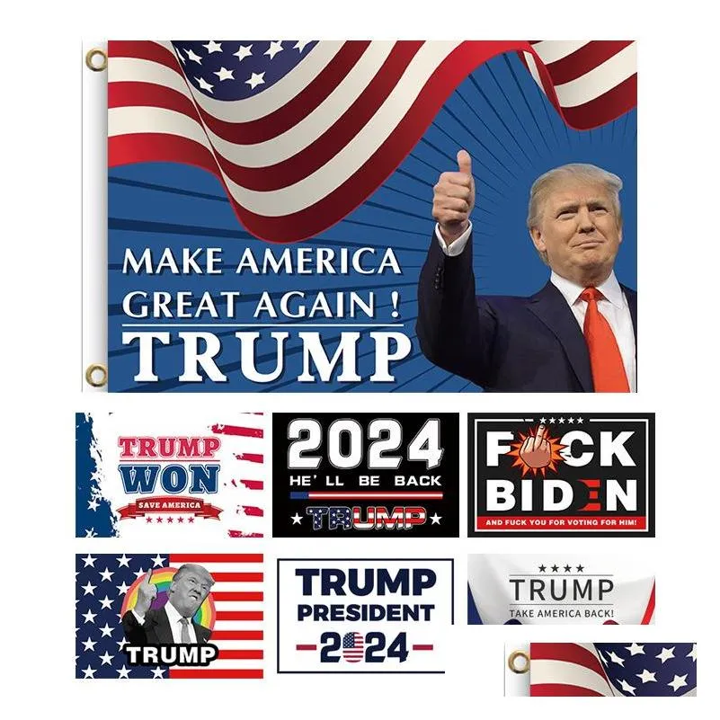 us stock 2024 election trump flags 90 150cm polyester printed trump flag keep america great again president campaign banner dhs ship