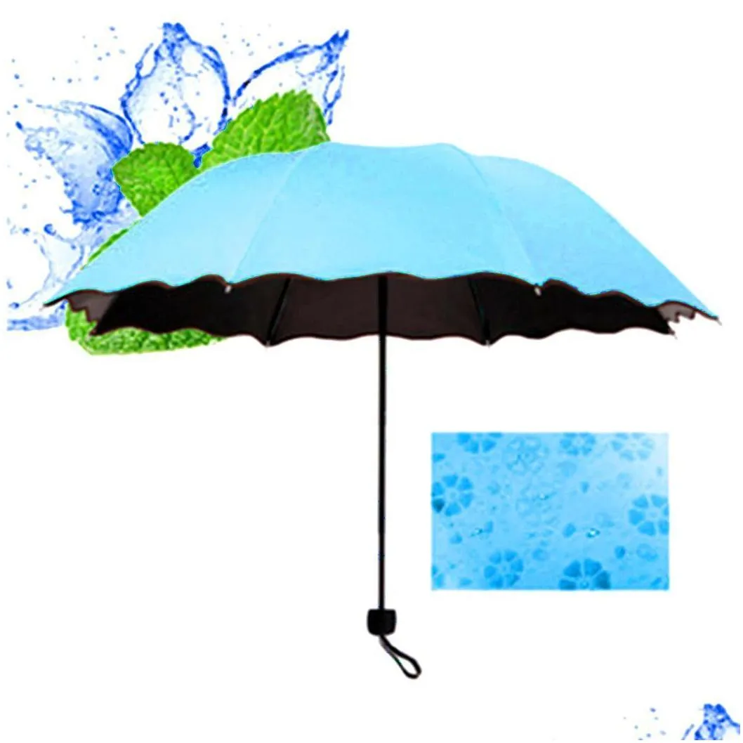 three folding black coating sunscreen uv manual umbrella outdoor parasol dual use adults umbrella floral