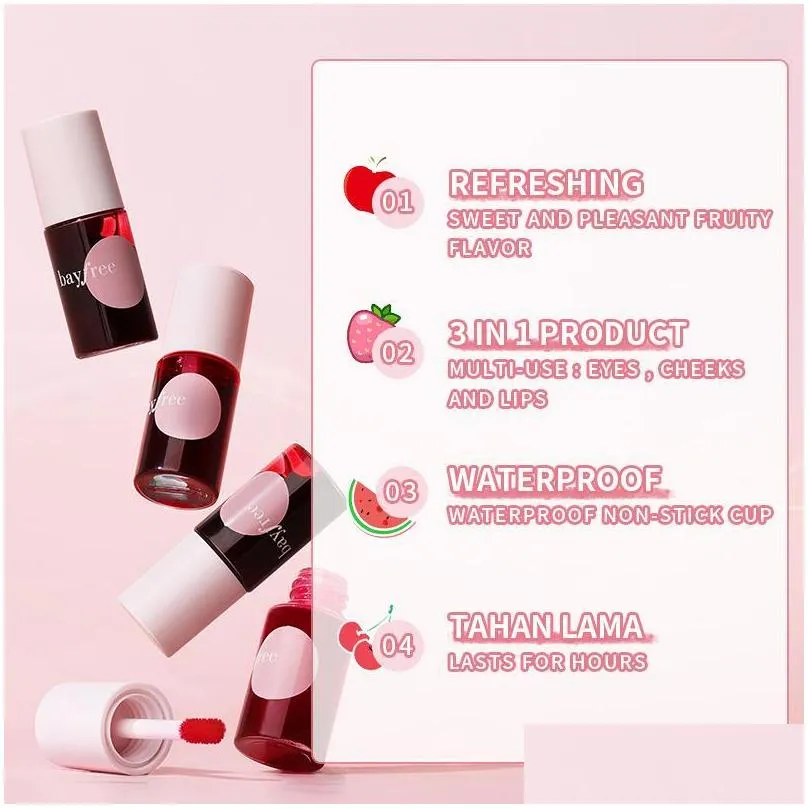 lip gloss moisturizing waterproof stain cheek dualuse rouge red blush natural lasting makeup not easy to fade lipstick