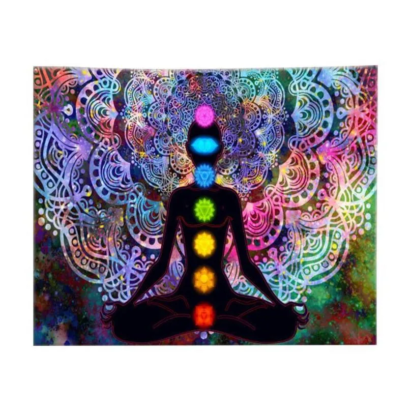 tapestries spiritual background divider hanging blanket gift seven chakra mandala printed wall tapestry home decor yoga meditation