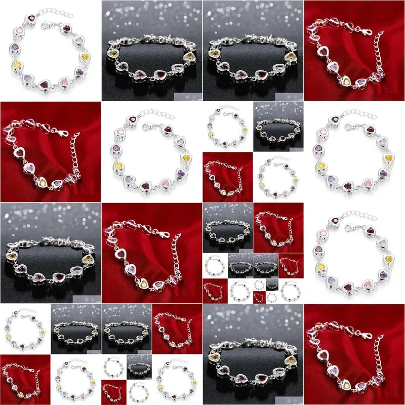 charm bracelets nb07 elegant heart zirconia stone bracelet for women wedding jewelry romanic engagement 221028