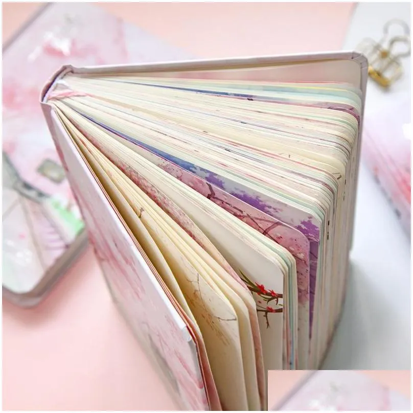 sakura trip hard cover diary beautiful notebook colored papers notepad journal memo girls cute stationery gift