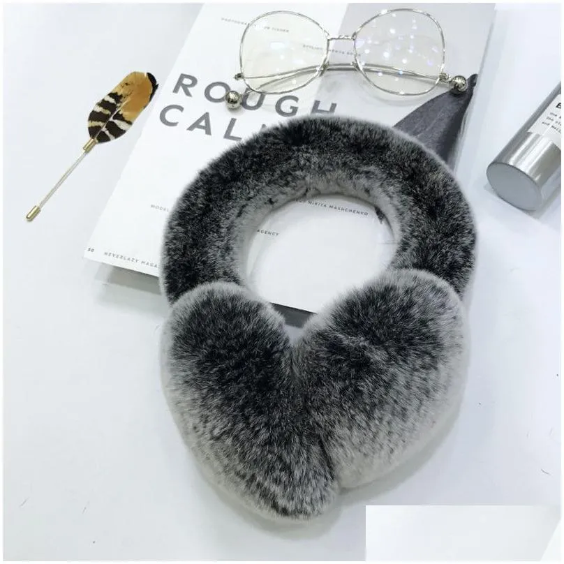 headbands warm earmuffs for winter soft whole fur rex rabbit hair earmuffs fashionable multicoloured plush earmuffs 221107