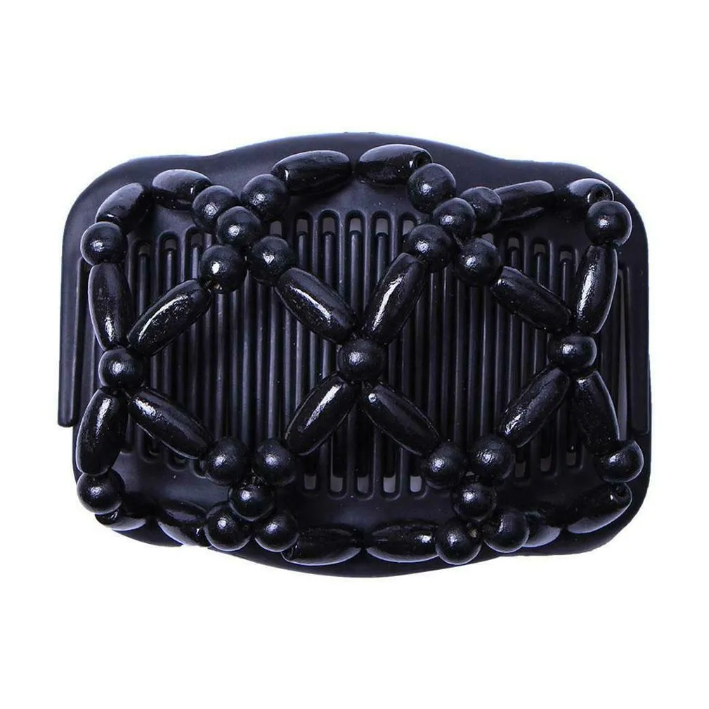 women hair wooden combs retro magic bead stretchy double jewellery comb clip hairpins salon styling tamer drop 1