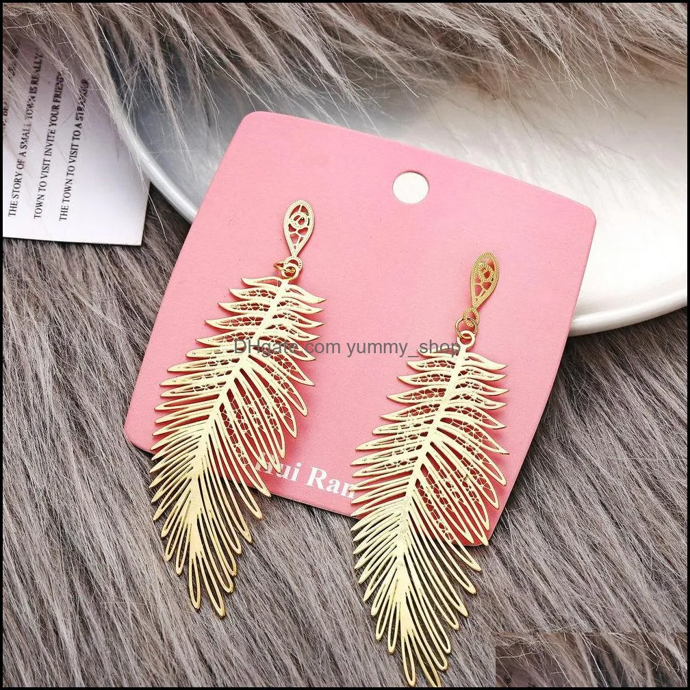 fashion bohemian long dangle earrings unique natural leaf big earring for women jewelry