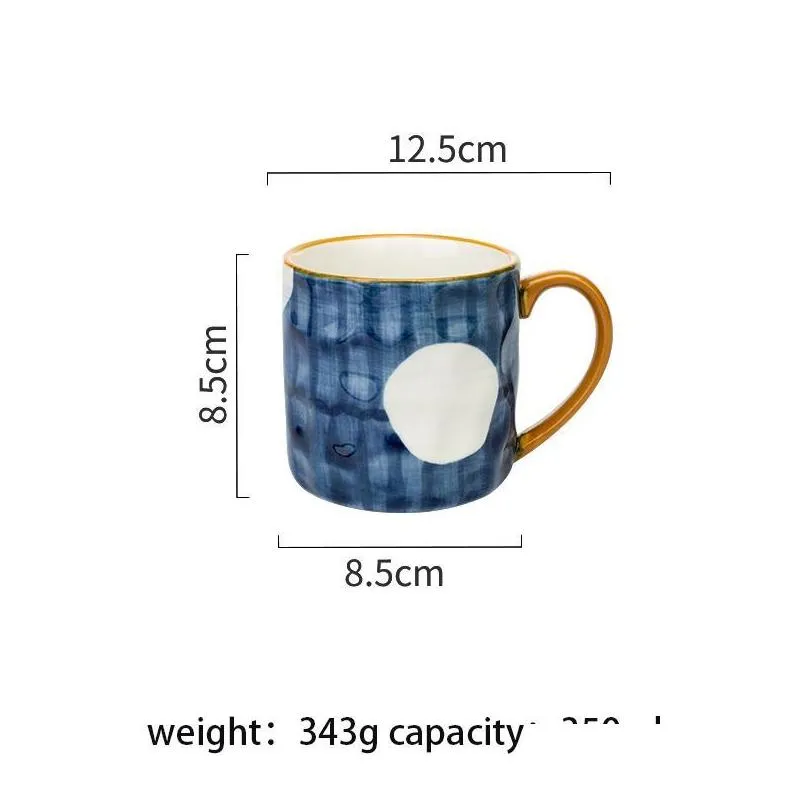mugs 350ml japanese ceramic mug underglaze office home milk coffee cup bumpy surface handgrip microwave safe