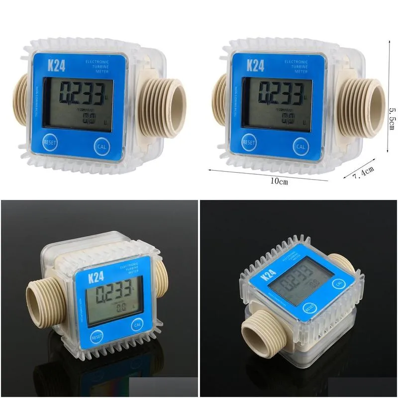 1 pcs k24 lcd turbine digital fuel flow meter widely used for chemicals water1