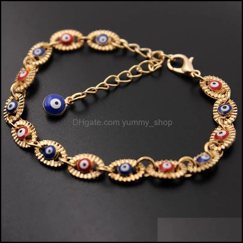 alloy bracelet glue dropping blue red turkey eye bracelets fashionwomen jewelry gold 5ll q2