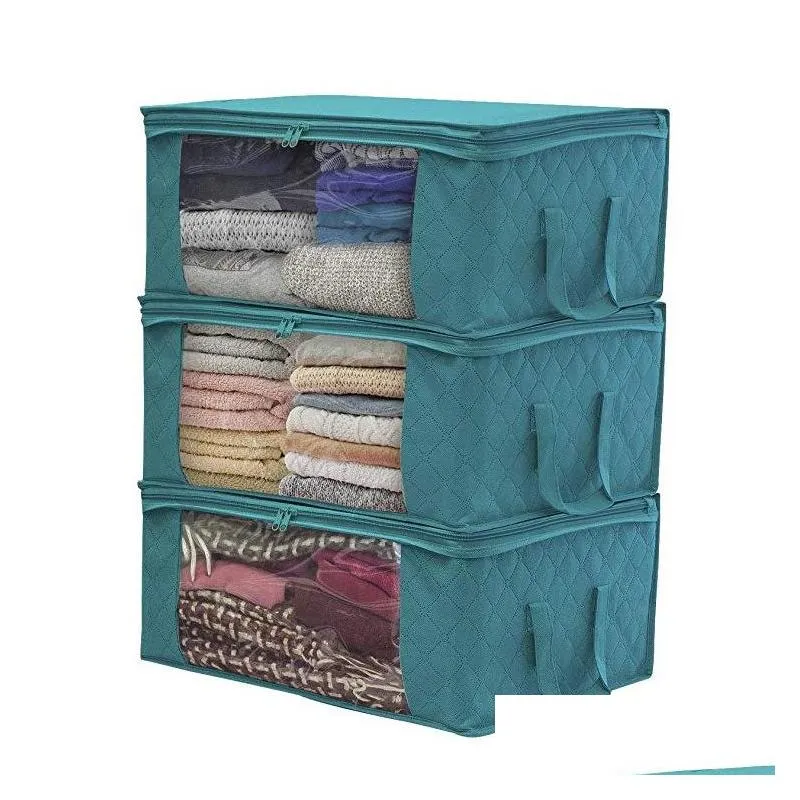 quilt storage bag foldable dust moisture proof clothes bags boxes 2 color home organizers basket high quality zipper storagebox